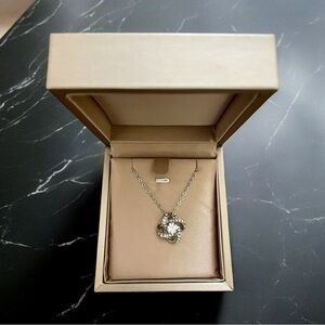 Necklace, Stainless Steel Clear Stone Necklace, Silver-Tone Necklace, 18…